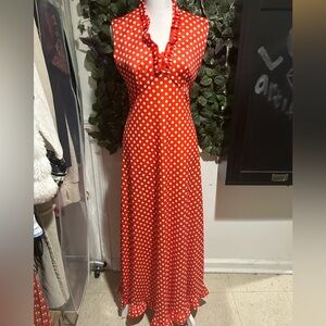 Momentum Orange polka dot vintage dress